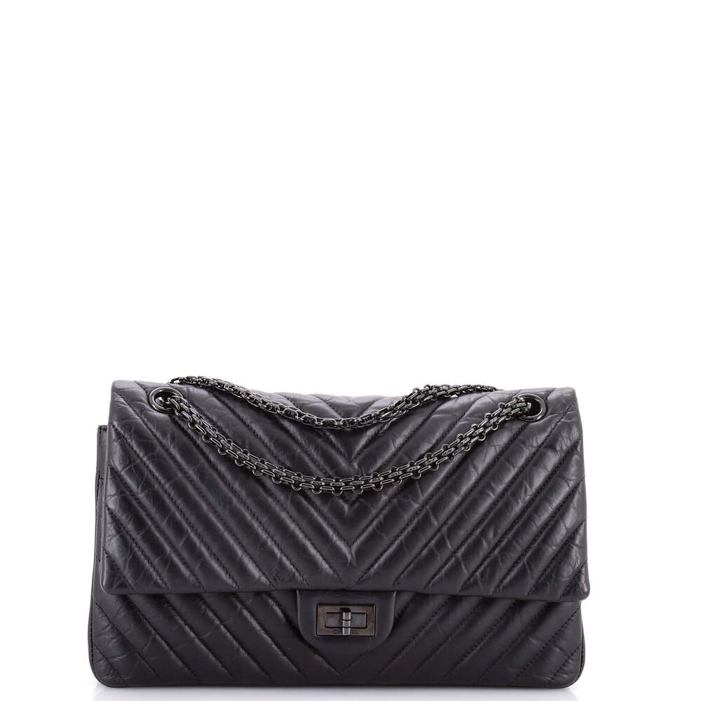 Chanel 226 So Black Reissue 2.55 Flap Bag Chevron Aged Calfskin